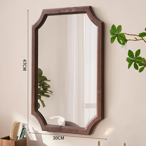miroir vintage en bois massif miroir maquillage étanche mural antirouille - vue 14 sur 15