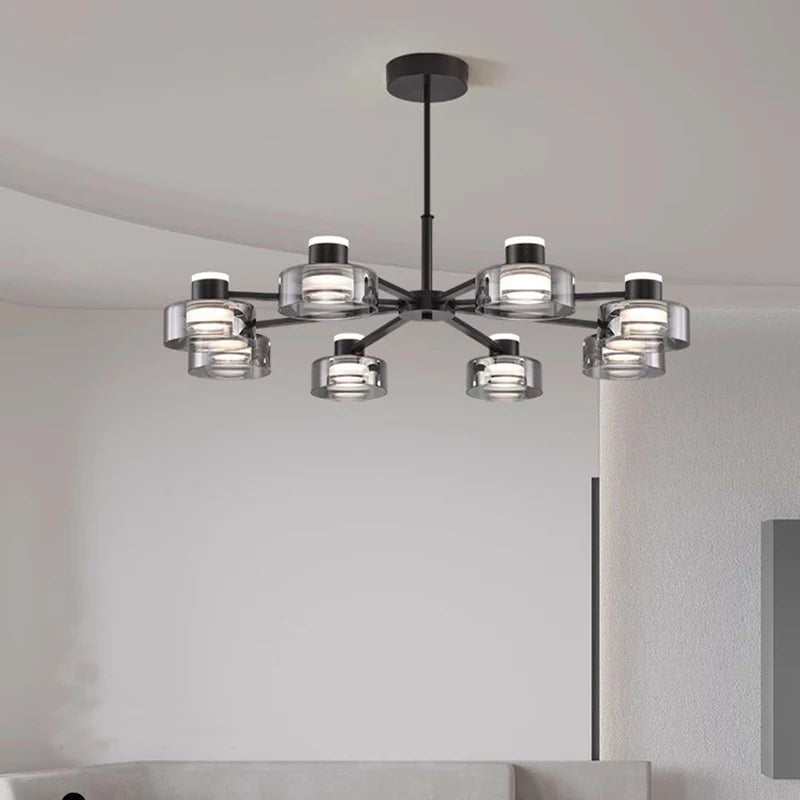 Modern new LED Italian full copper living room chandelier designer home dining room, kitchen bar lamp bedroom glass chandelier - vue 4 sur 11