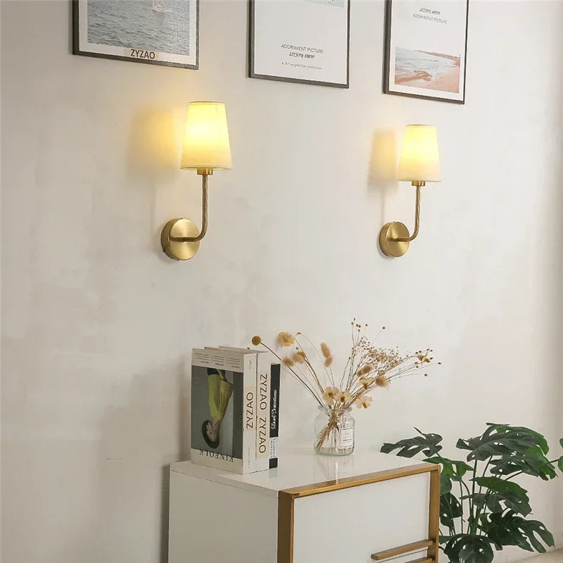 applique murale moderne nordique avec abat-jour en lin - vue 5 sur 10