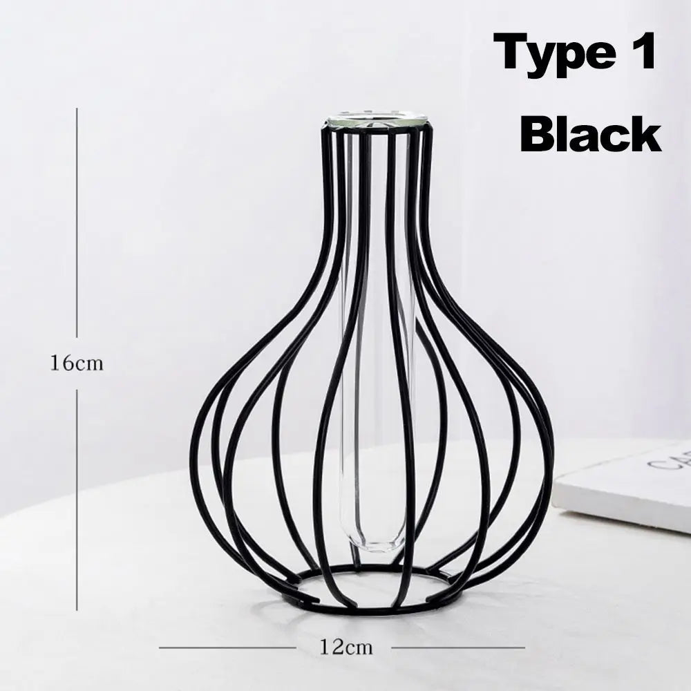 vase en fer rétro avec verre décoration nordique moderne - vue 10 sur 16