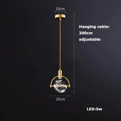 suspension en verre cristal art déco avec éclairage led - vue 7 sur 25
