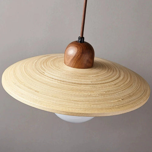 Suspension de style japonais rétro en bois led - vue 6 sur 8