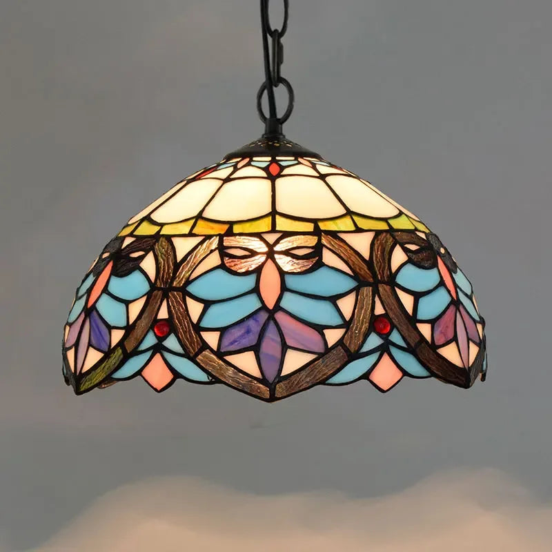 Lustre en verre coloré Tiffany rétro européen - vue 29 sur 29