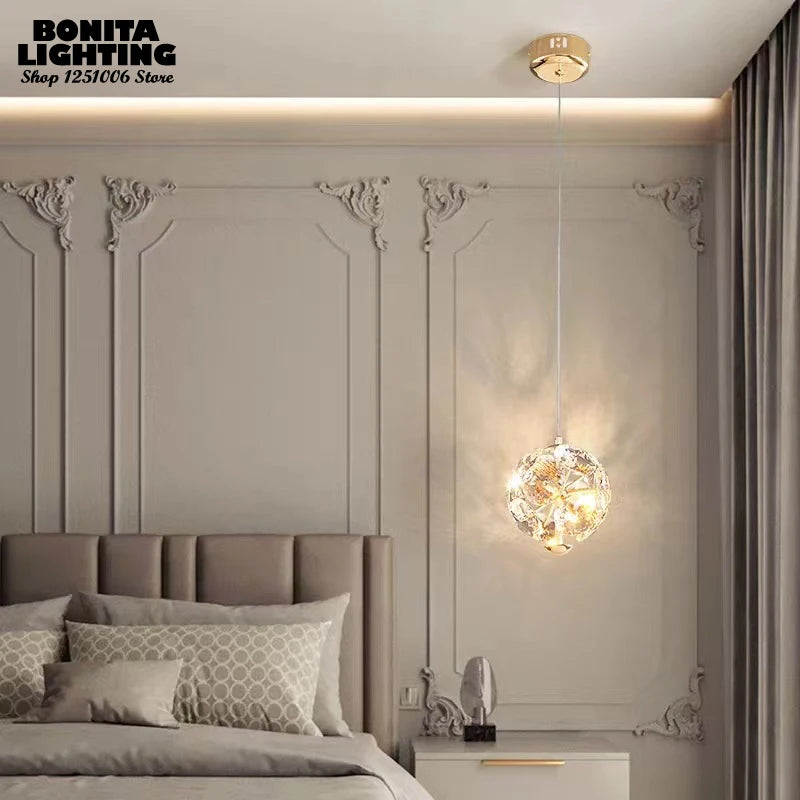 suspension moderne de luxe avec design en diamant lumineux - vue 4 sur 9