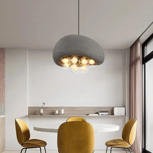 lustre suspendu minimaliste style wabi sabi avec éclairage led - vue 2 sur 12