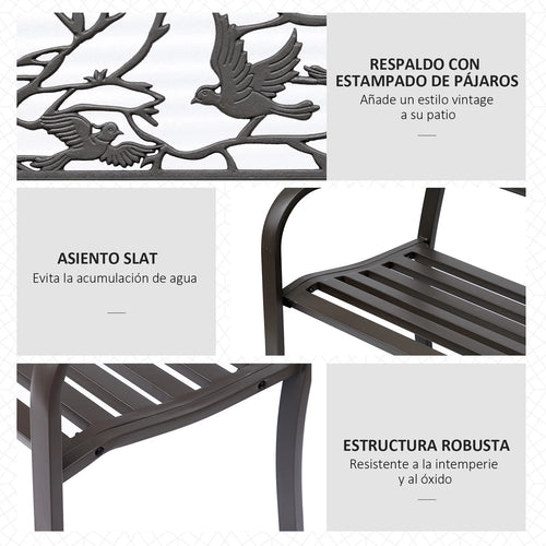 banc de jardin marron avec dossier animal design élégant et confortable - vue 6 sur 6