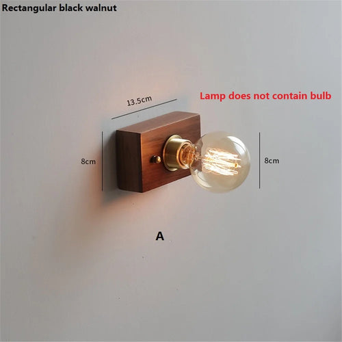 applique murale vintage en noyer avec interrupteur à tirette