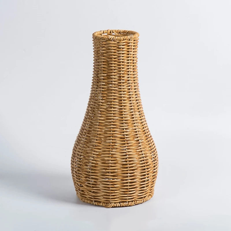 vase tissé à la main en imitation rotin pour fleurs et plantes décoratives - vue 8 sur 8