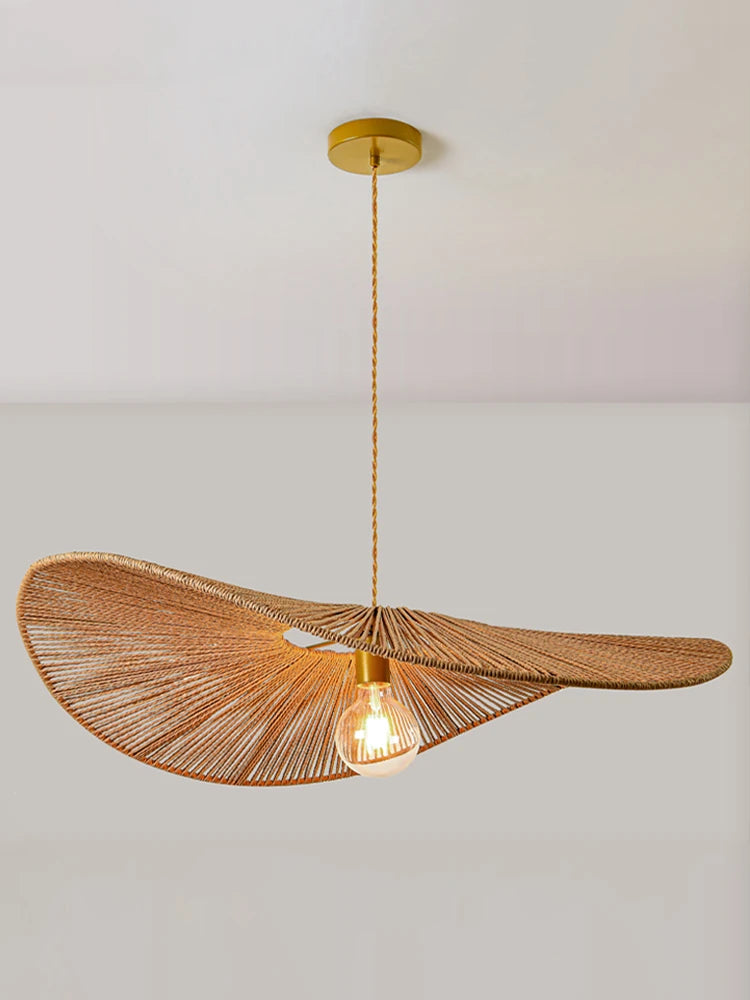 lustre nordique en paille pour décoration moderne et élégante - vue 4 sur 9