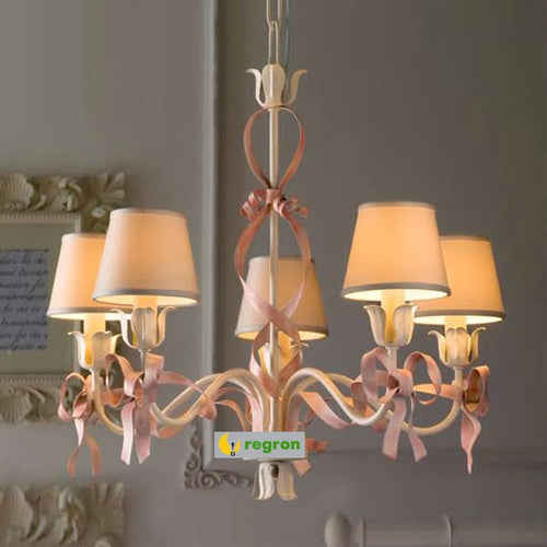 lustre en ruban rose pour chambre d'enfant élégante - vue 3 sur 14