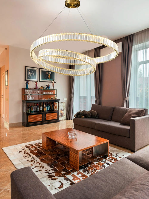 suspension led moderne en cristal design élégant et réglable - vue 4 sur 9
