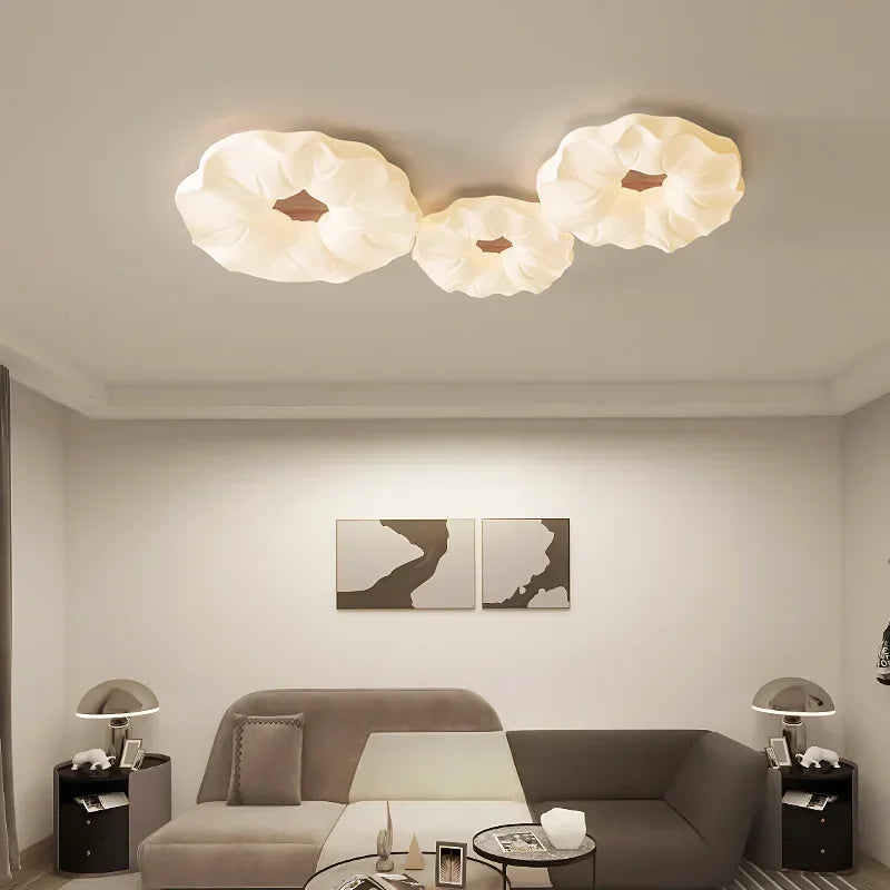 lustre led moderne avec moule fleurs en style nordique loft - vue 3 sur 11
