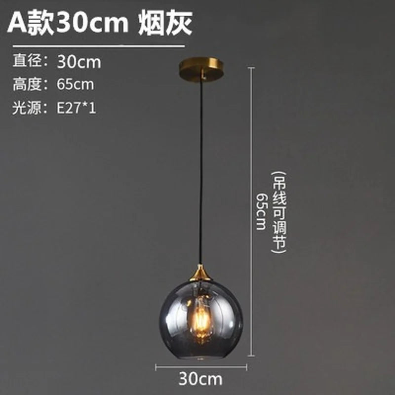 lustre nordique en verre fumé suspension simple luxe - vue 21 sur 26