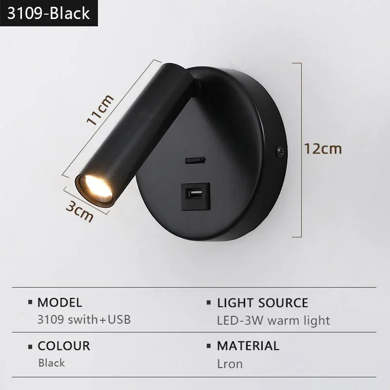 applique murale led pliable avec réglage rotatif design moderne - vue 7 sur 10