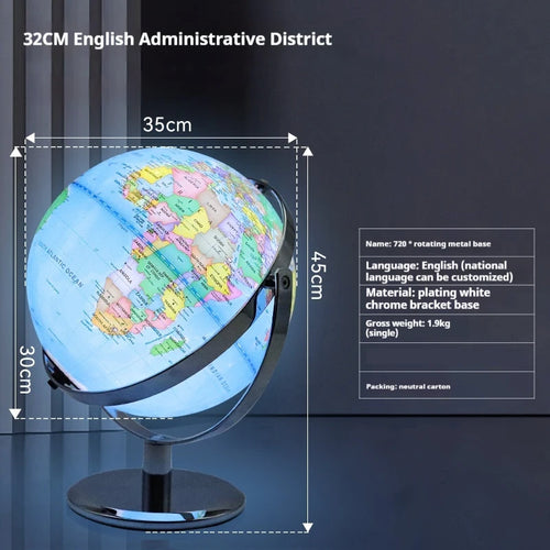 globe terrestre lumineux rotatif 360 et 720 pour enfants fournitures scolaires - vue 15 sur 18