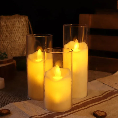 lot de 6 bougies led sans flamme en verre pour mariage et noël - vue 5 sur 9