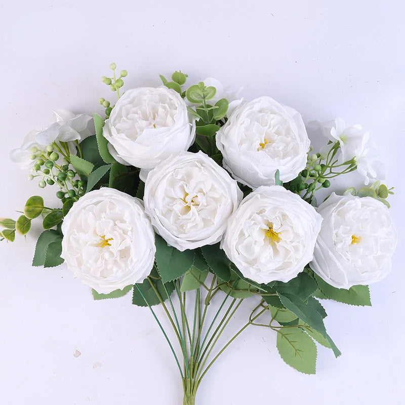 bouquet de roses artificielles en soie pour décoration intérieure - vue 12 sur 16