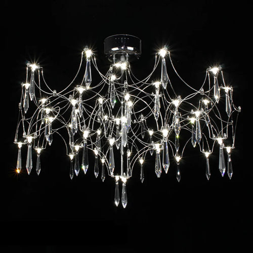 lustre post-moderne cube de lumière en cristal acier inoxydable led - vue 5 sur 13