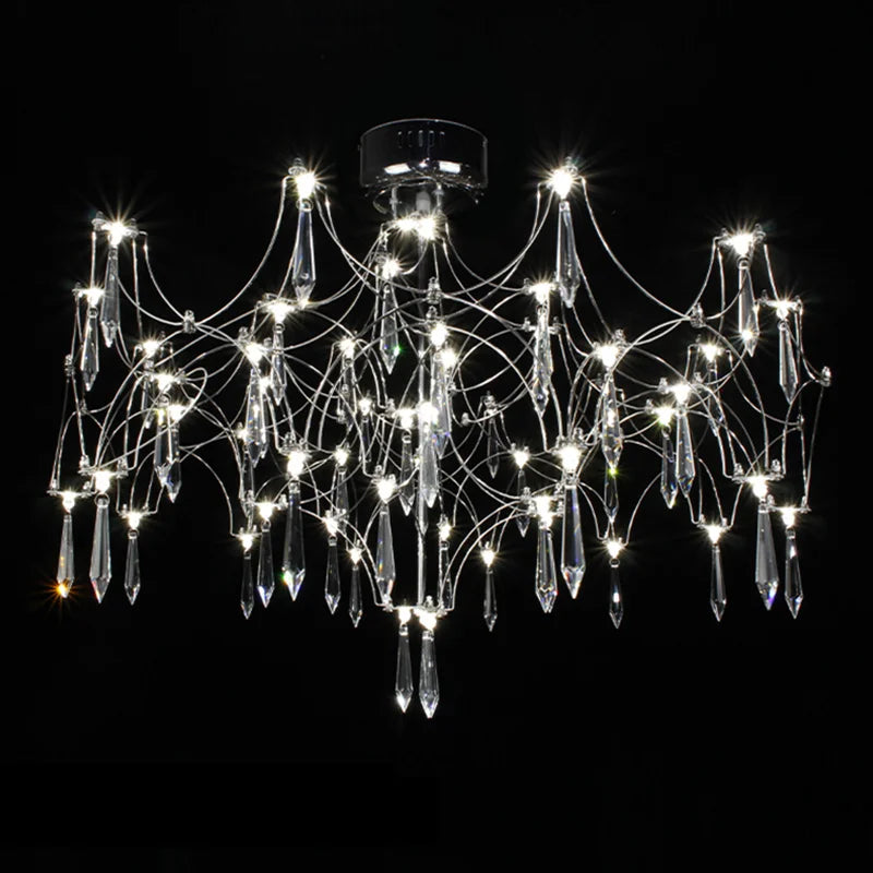 lustre post-moderne cube de lumière en cristal acier inoxydable led - vue 4 sur 13