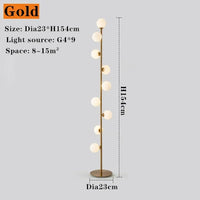 Lampadaire boule de verre blanc à 9 têtes