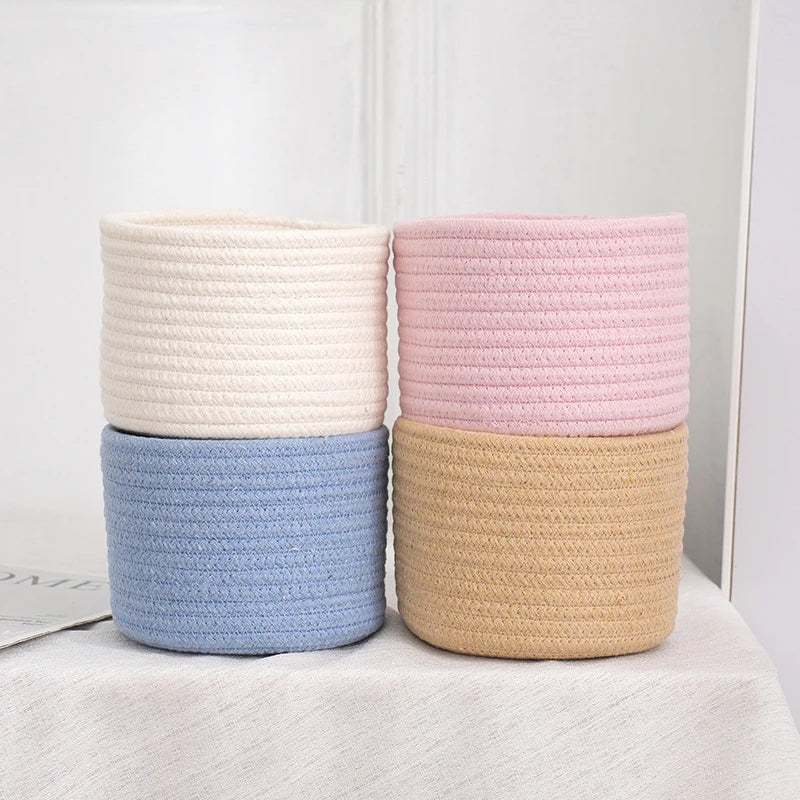 paniers de rangement en corde de coton pour jouets et objets divers - vue 5 sur 12