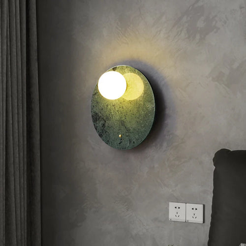 applique led marbre vert décor intérieur salon table chevet couloir nordique - vue 4 sur 8
