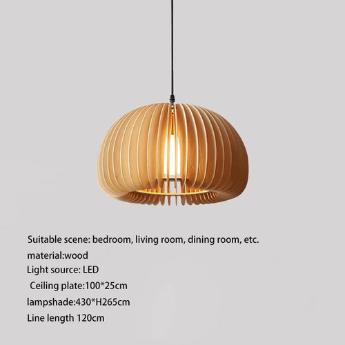 suspension luminaire rétro en bois pour îlot cuisine - vue 9 sur 9