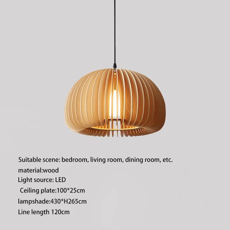 suspension luminaire rétro en bois pour îlot cuisine - vue 8 sur 9