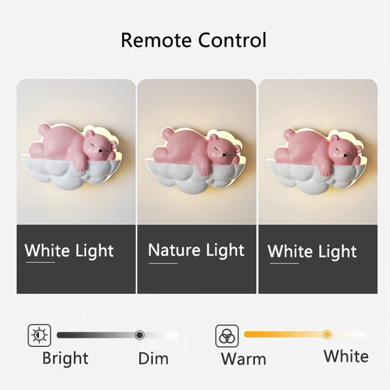 applique murale ours polaire lumineuse pour enfants avec télécommande - vue 6 sur 9