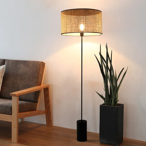 lampadaire en rotin style rural créatif pour intérieur - vue 2 sur 8