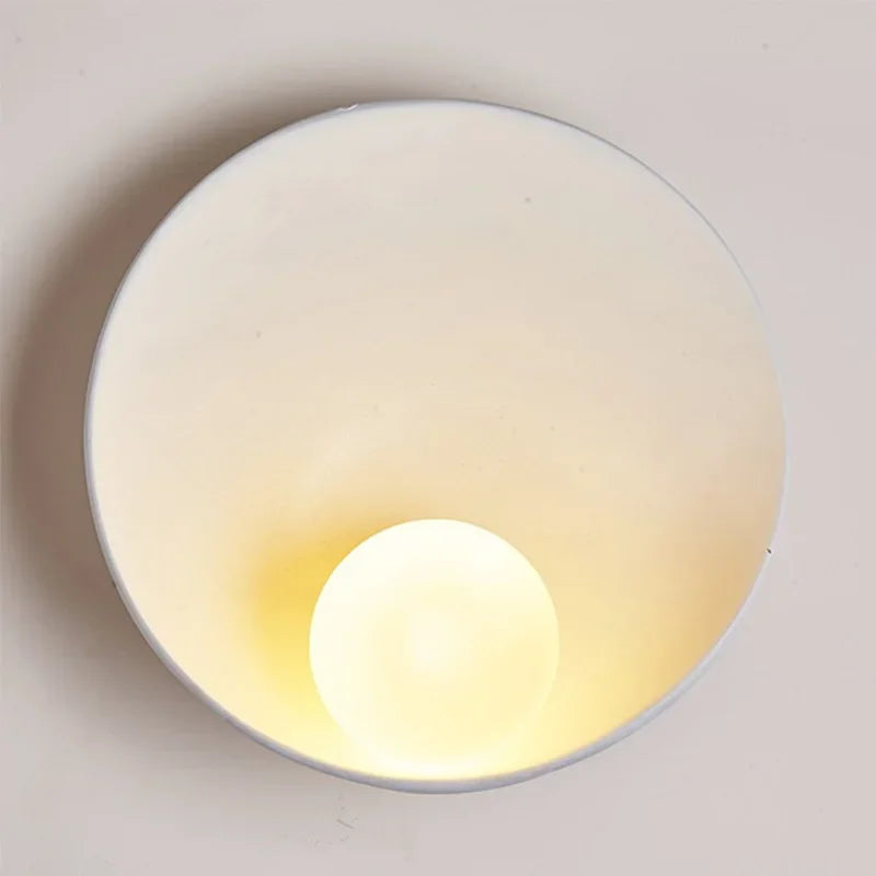 LED Lighting Chinese White -brown Shell Plate Wall Lamp, Silent Style Bed Bedroom Bedroom Corridor Resin Wall Art Lamps - vue 2 sur 8