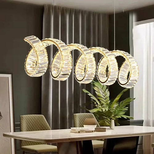 Lustre led spirale dorée au design moderne - vue 3 sur 7