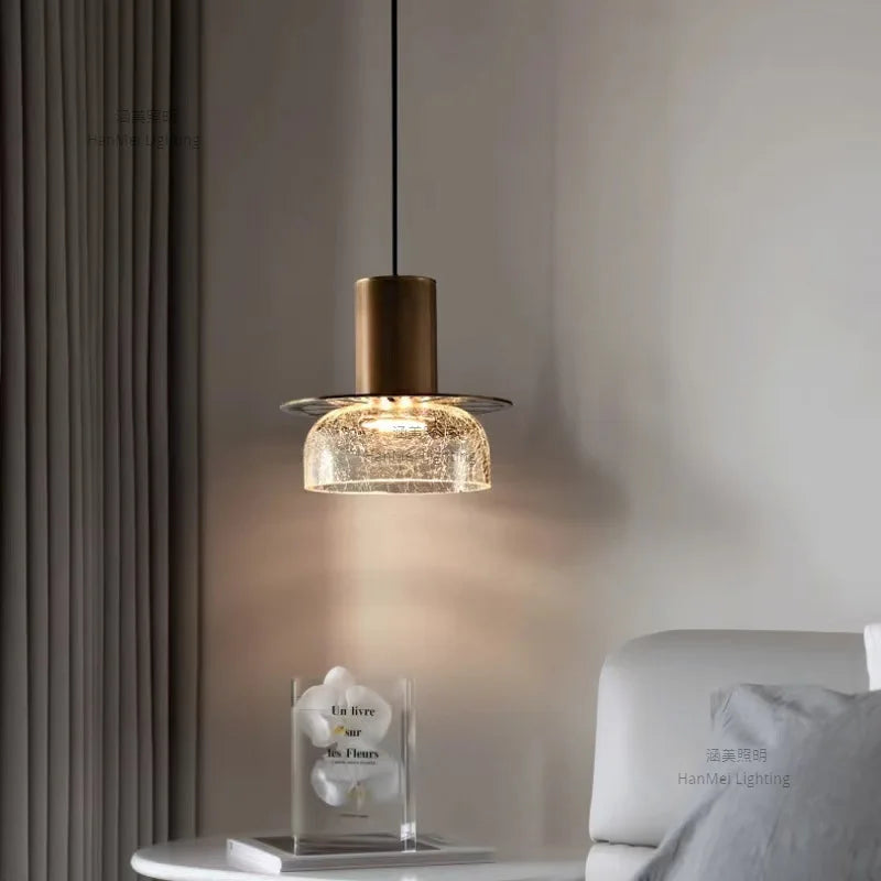 lustre moderne en verre craquelé pour intérieur élégant - vue 3 sur 9