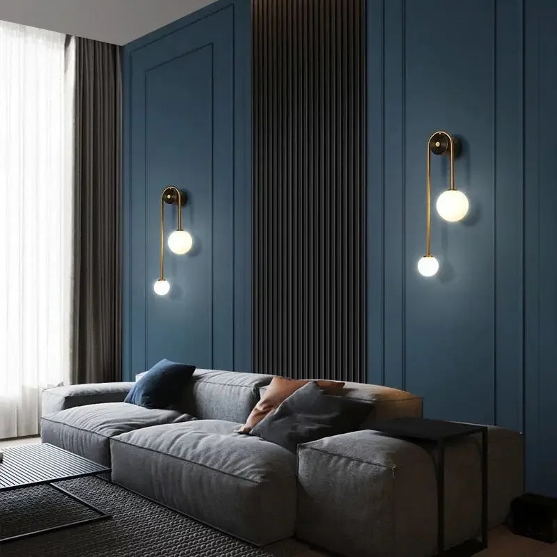 applique murale moderne en verre avec abat-jour led décoratif - vue 5 sur 8