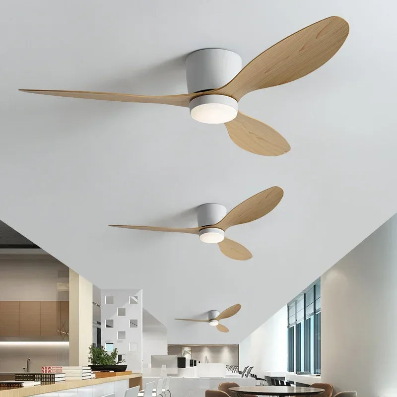 plafonnier ventilateur lumineux avec télécommande design nordique - vue 4 sur 11