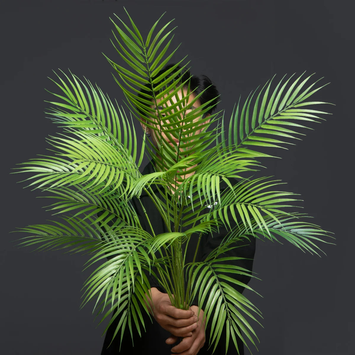 grand palmier artificiel avec feuilles de monstera pour décoration extérieure - vue 2 sur 7