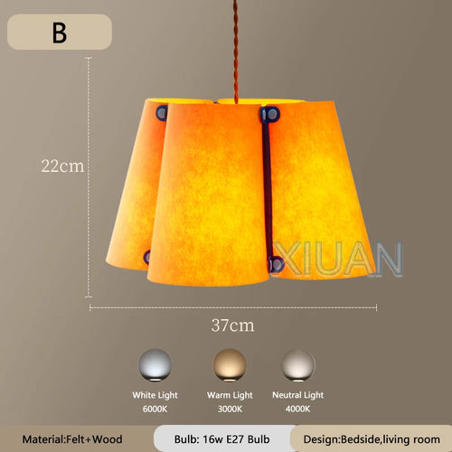 Art Design Restaurant Pendant Lamps Detachable Felt Sconces LED E27 Hanging Light for Living Room Dining Table Green White Pink - vue 10 sur 11