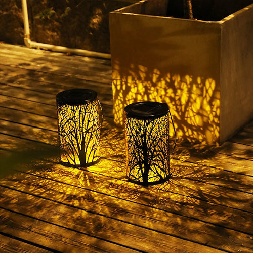 lanterne solaire rétro en fer pour jardin extérieur - vue 6 sur 11