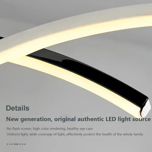 lustre moderne à leds avec télécommande et ligne simple - vue 6 sur 8