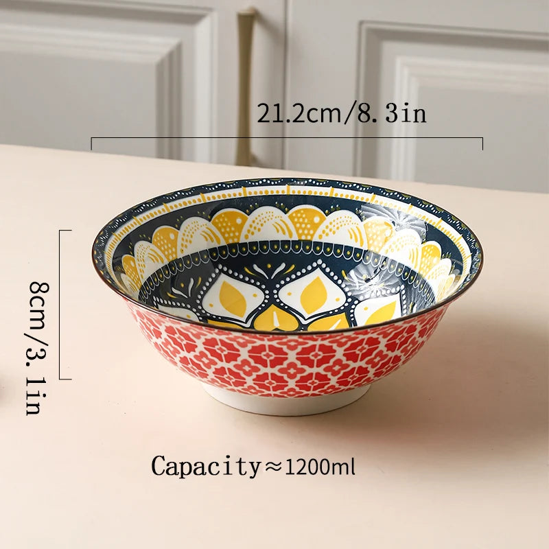 Ensemble bols céramique bohème ramen soupe 20 cm - vue 7 sur 7