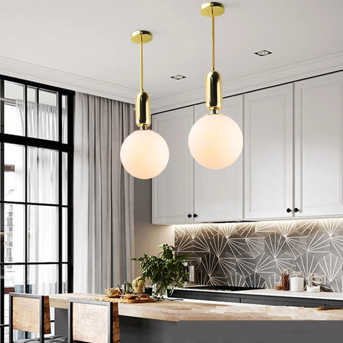 boule de verre moderne suspension lumières led éclairage intérieur décoratif - vue 3 sur 22