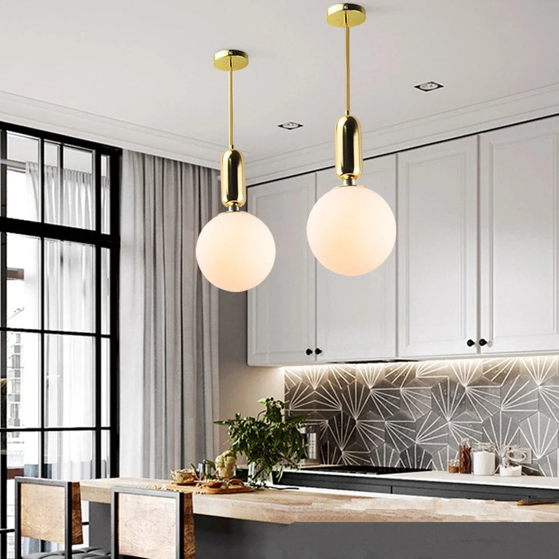boule de verre moderne suspension lumières led éclairage intérieur décoratif - vue 3 sur 22