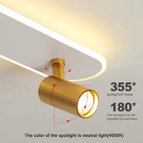 lampe de plafond moderne à leds avec projecteur décoratif - vue 5 sur 12