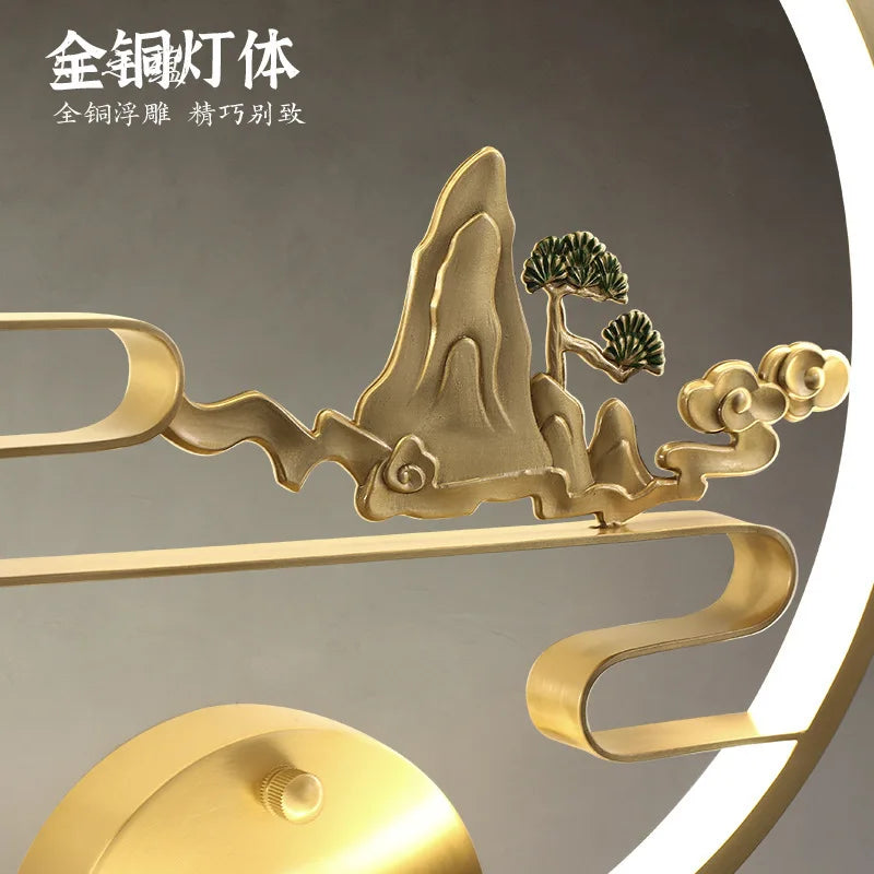applique murale led traditionnelle chinoise en cuivre pour intérieur décoratif - vue 3 sur 10