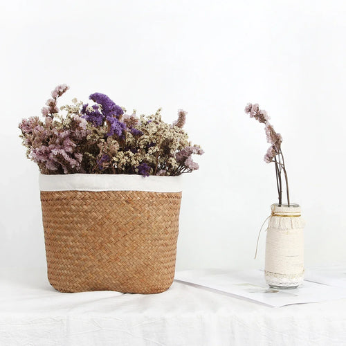 panier en jonc de mer pour rangement et décoration - vue 3 sur 7