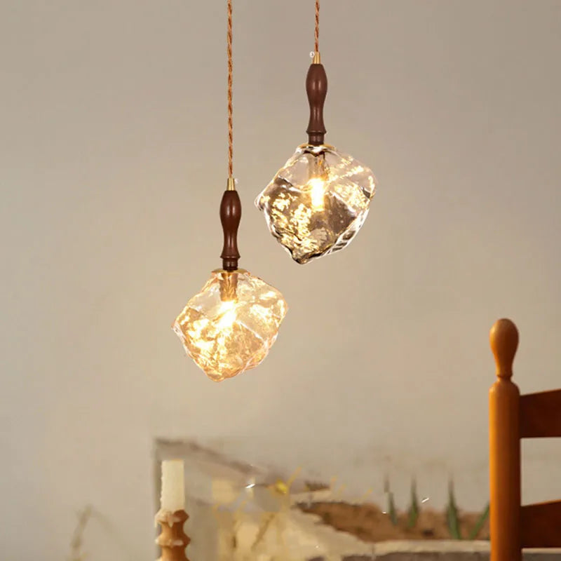 lustre en verre forme bloc de glace pour éclairage divers et - vue 3 sur 10