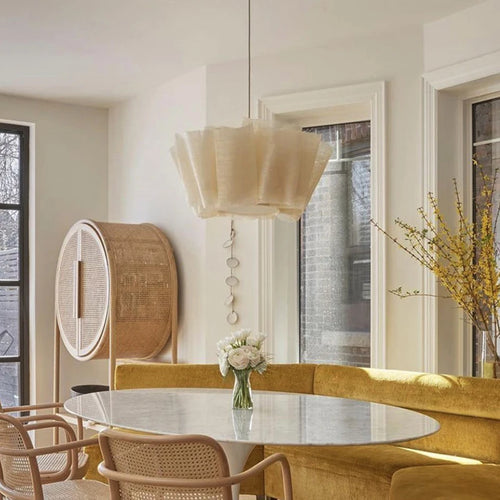 Nordique Vintage Wabi Sabi vent fait à la main tissu Led lustre B &amp; B éclairage intérieur salle à manger Bar chambre chevet suspension lumières - vue 3 sur 10