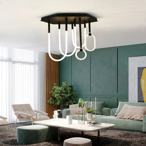 lustre style nordique ligne combinaison minimalisme moderne led dimmable - vue 2 sur 10