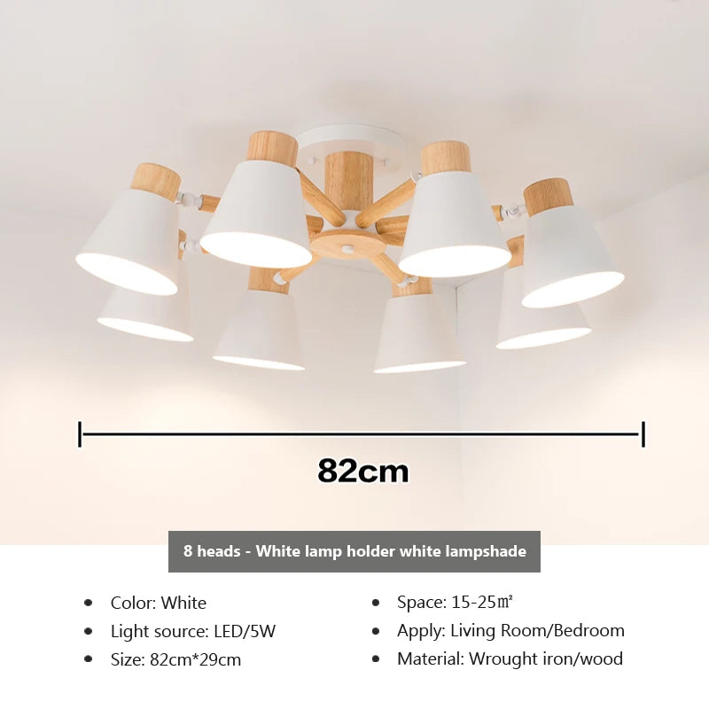 lustre nordique en bois massif éclairage moderne pour hôtel et restaurant - vue 14 sur 20