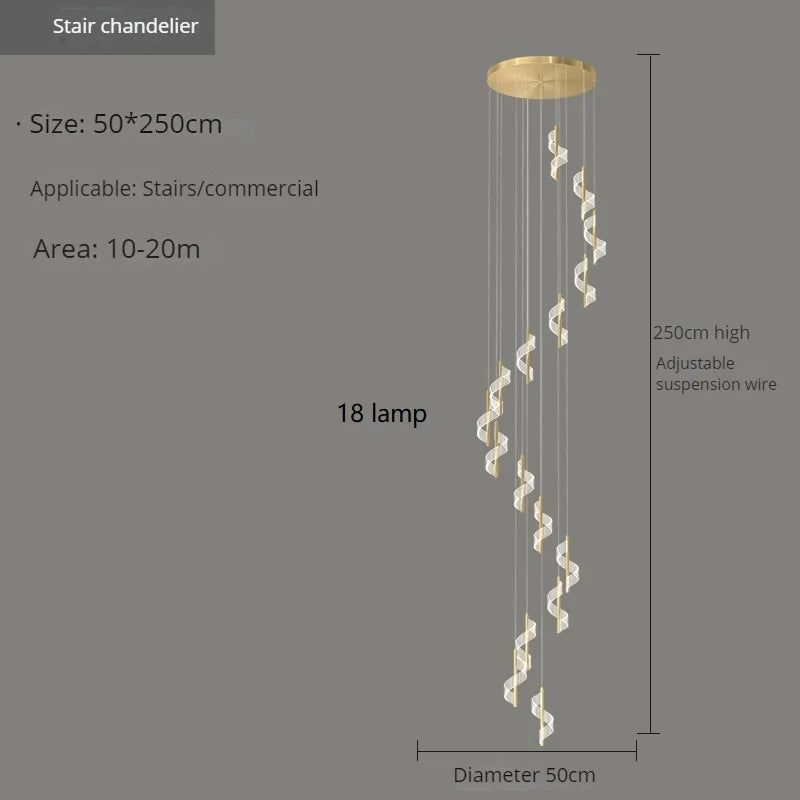 lustre moderne nordique twist light en acrylique pour intérieur élégant - vue 3 sur 12